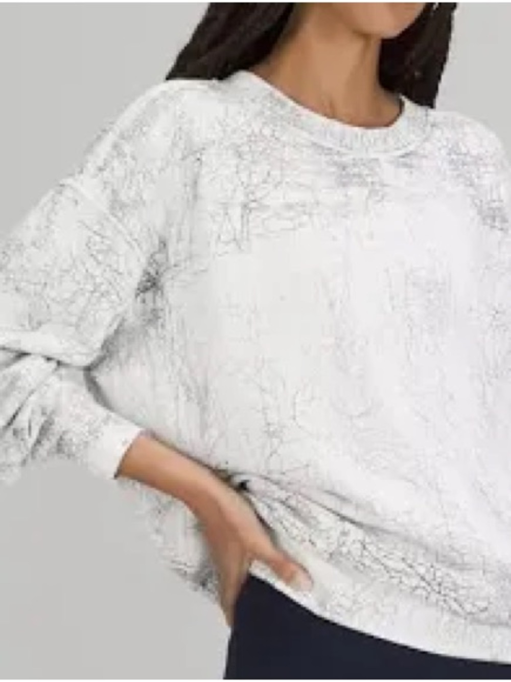 Lululemon Perfectly Oversized Crew Thread Dye White Black Crackle 6